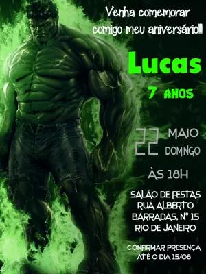 Convite de Aniversário do Hulk para Editar e Enviar Online