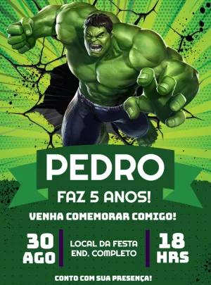 Convite de Aniversário Incrível Hulk para Editar Online