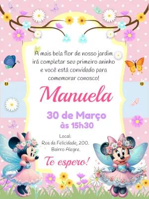 Convite Aniversário Jardim Encantado da Minnie para Editar Online