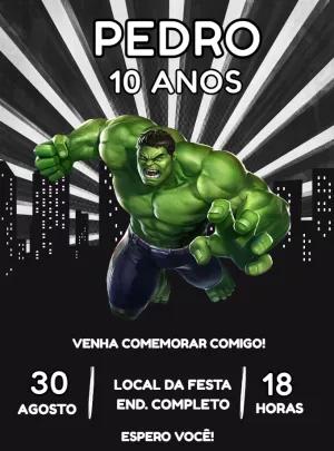 Convite de Aniversário do Hulk para Editar e Imprimir