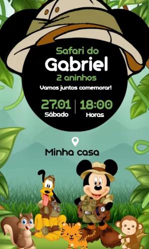 Convite de Aniversário Safari do Mickey para Editar Online