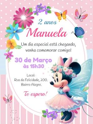 Convite de Aniversário Minnie Fada para Editar Online