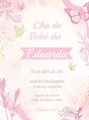 Convite Chá de Bebê Borboletas Delicado para Editar