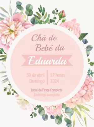 Convite Chá de Bebê Floral Delicado para Editar Online