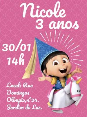 Convite de Aniversário Agnes Meu Malvado Favorito para Editar