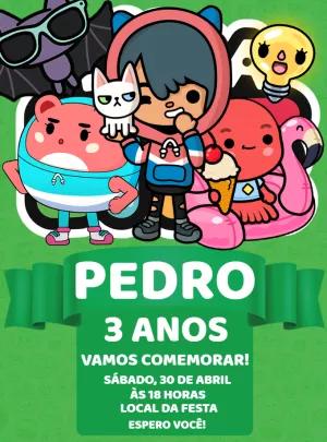 Convite de Aniversário Toca Life para Editar Online