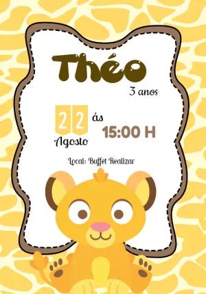 Convite de Aniversário Safari Leãozinho para Editar Online