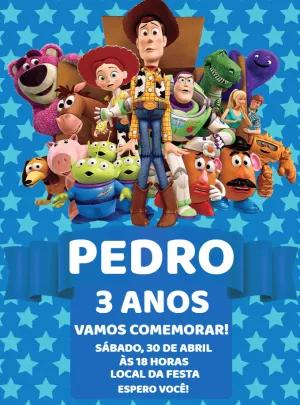Convite Aniversário Toy Story com Personagens para Editar