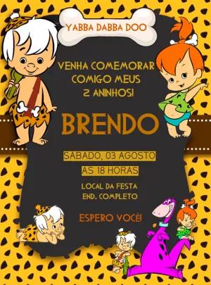 Convite Aniversário Bambam e Pedrita para Editar Online