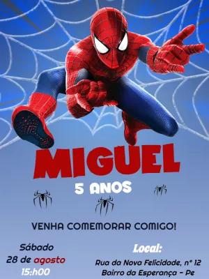 Convite de Aniversário Homem Aranha para Editar Online