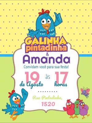 Convite de Aniversário Galinha Pintadinha para Editar Online