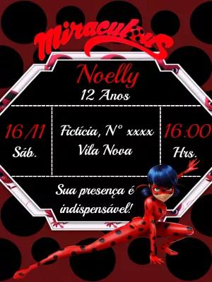 Convite de Aniversário LadyBug Miraculous para Editar Online