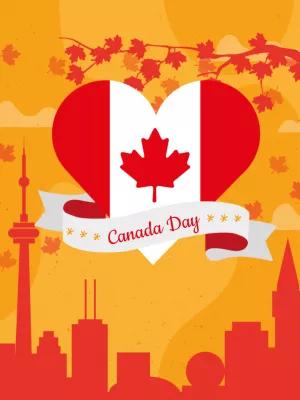 Editable Canada Day Post with Flag Heart to Customize Online