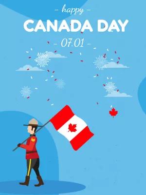 Canada Day Celebration Post with Mountie to Edit Online