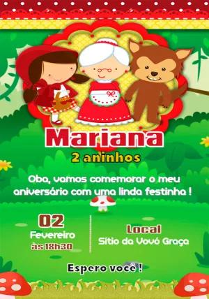 Convite Aniversário Chapéuzinho Vermelho para Editar Online