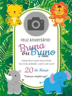 Convite de Aniversário Safari com Foto para Editar Online