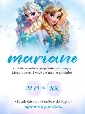 Convite de Aniversário Frozen com Personagens para Editar Online
