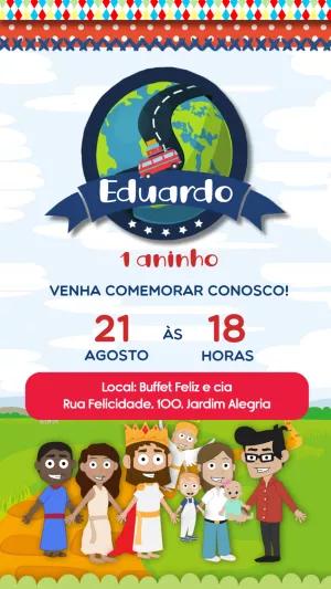 Convite Aniversário Tema Viagem com Mapa Mundi para Editar