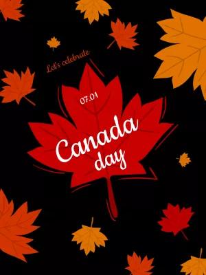 Canada Day Celebration Post with Maple Leaves to Edit Online