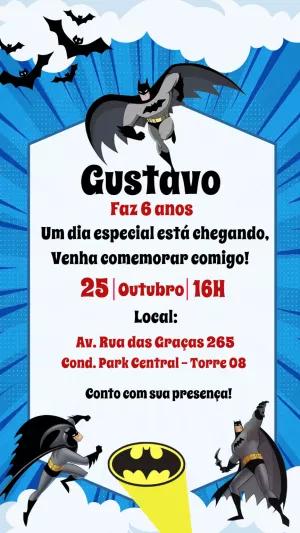 Convite de Aniversário Batman com Herói para Editar Online