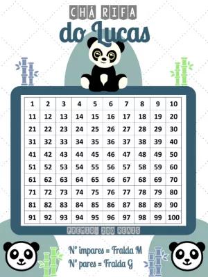Chá Rifa Ursinho Panda Menino para Editar Online