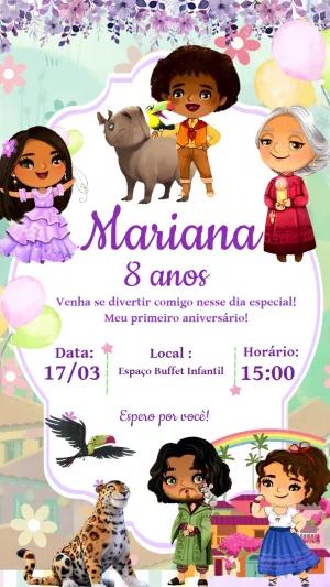 Convite de Aniversário Encanto com Personagens para Editar