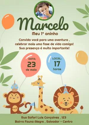 Convite de Aniversário Safari com Foto para Editar Online