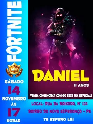Convite de Aniversário Fortnite com o Raven para Editar Online