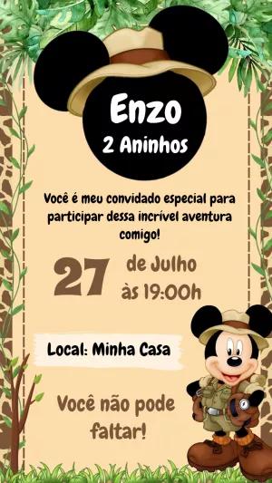 Convite Aniversário Safari do Mickey Mouse para Editar Online