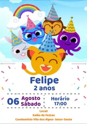 Convite de Aniversário Bolofofos para Editar e Imprimir