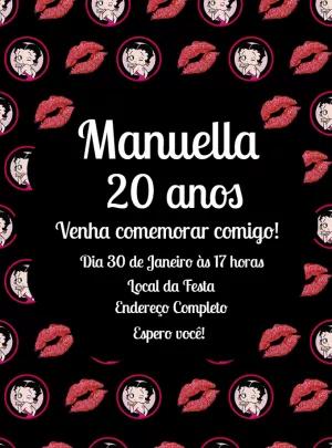 Convite de Aniversário Betty Boop para Editar Online
