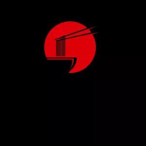 Logo Editável para Restaurante Asiático com Sol Vermelho