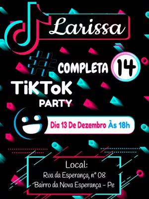 Convite de Aniversário TikTok Editável para Enviar Online