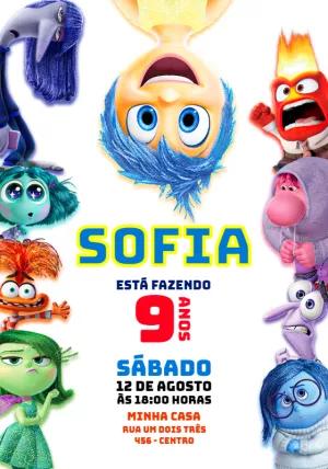 Convite de Aniversário Divertida Mente para Editar Online
