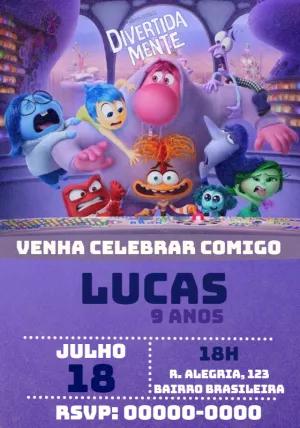 Convite de Aniversário Divertida Mente 2 para Editar Online