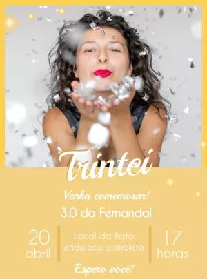 Convite de Aniversário com Foto e Glitter para Editar Online