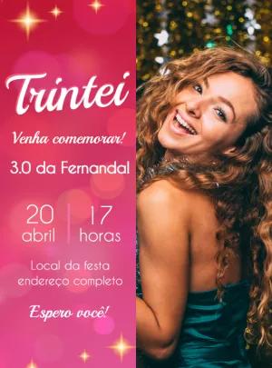 Convite de Aniversário com Foto e Glitter para Editar Online