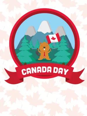 Canada Day Post with Beaver and Flag Editable Online