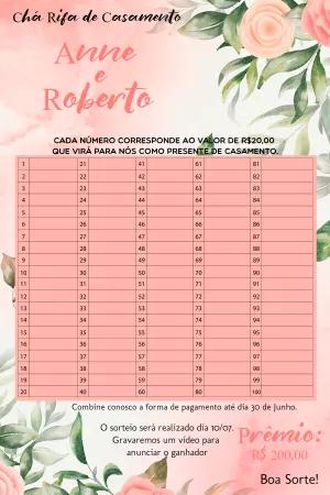 Chá Rifa de Casamento Floral Delicado para Editar Online