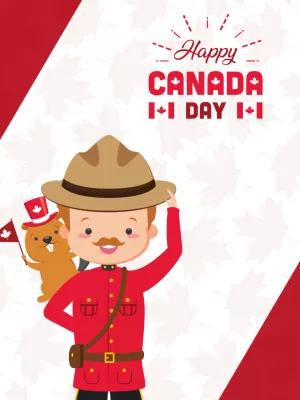 Canada Day Post with Mountie and Beaver to Edit Online