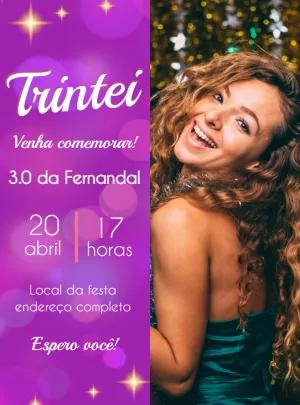 Convite de Aniversário Trintei com Foto para Editar Online
