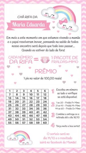 Convite Chá Rifa Chuva de Amor com Nuvens para Editar Online