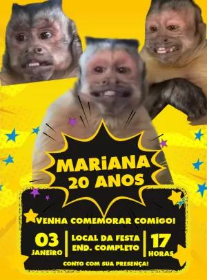 Convite de Aniversário Macaco Meme Engraçado para Editar Online