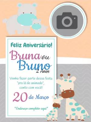 Convite de Aniversário Safari com Foto Editável Online
