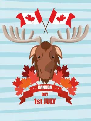 Canada Day Celebration Post with Moose to Edit Online
