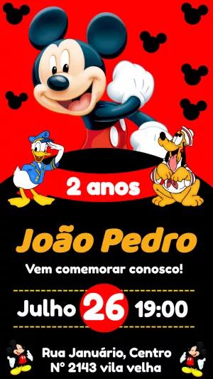 Convite de Aniversário Mickey Mouse para Editar Online