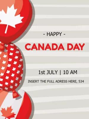 Editable Canada Day Invitation with Maple Leaf Balloons