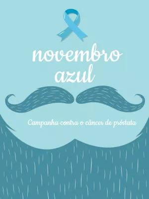 Post Novembro Azul com Bigode e Laço para Editar Online