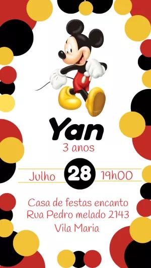 Convite Aniversário Mickey Mouse Editável Online