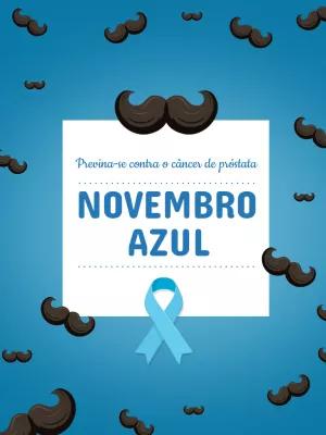 Post de Novembro Azul com Bigodes e Laço para Editar Online